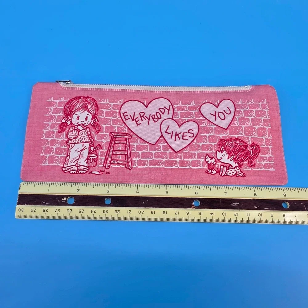 Vintage Empire Pencil Co Vinyl Zipper Pouch Everybody Likes You Made in USA 1970